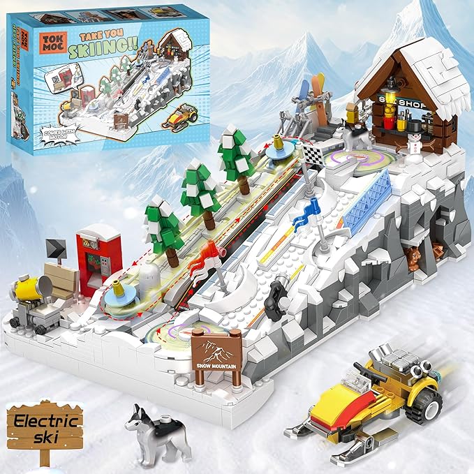 Ski Slope Building Block Sets for Adults, Ski Resort Building Toy with a Ski Shop and Snow Mobile, Architecture Building Block Models Construction, Ideal Gift for Adult Teen and Ski Fans (2200PCS)