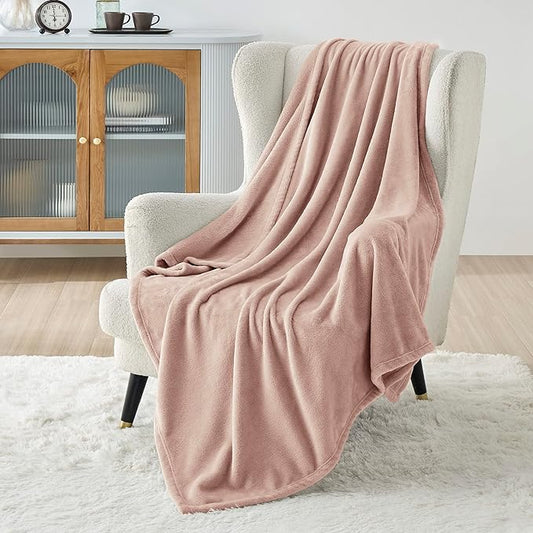 Bedsure GentleSoft Fleece Blanket Twin Size Dusty Pink - 300GSM Lightweight Plush Fuzzy Cozy Soft Warm Blanket for Bed, Sofa, Couch, Travel, Camping, 60x80 inches
