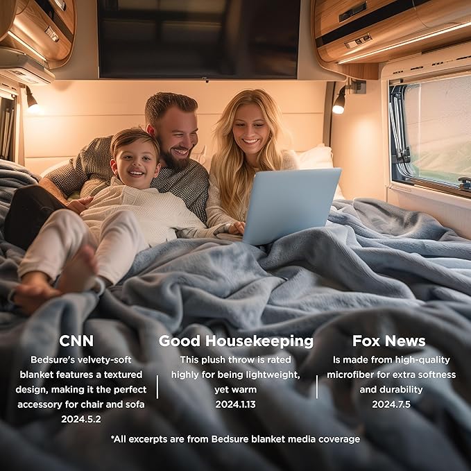 Bedsure Fleece Blanket Twin Blanket Grey - 300GSM Soft Lightweight Plush Cozy Twin XL Blankets for Bed, Sofa, Couch, Travel, Camping, 66 inch X 90 inch