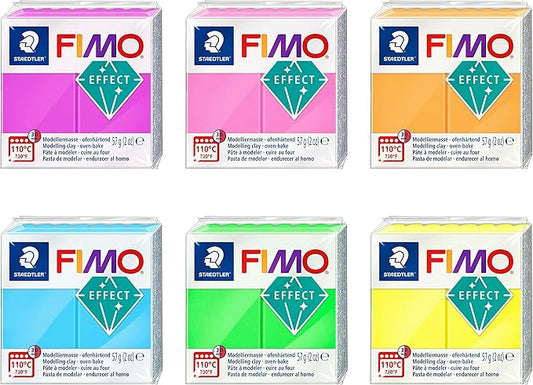 FIMO Staedtler Soft Polymer Oven Modelling Clay - Neon Effect - Set of 6