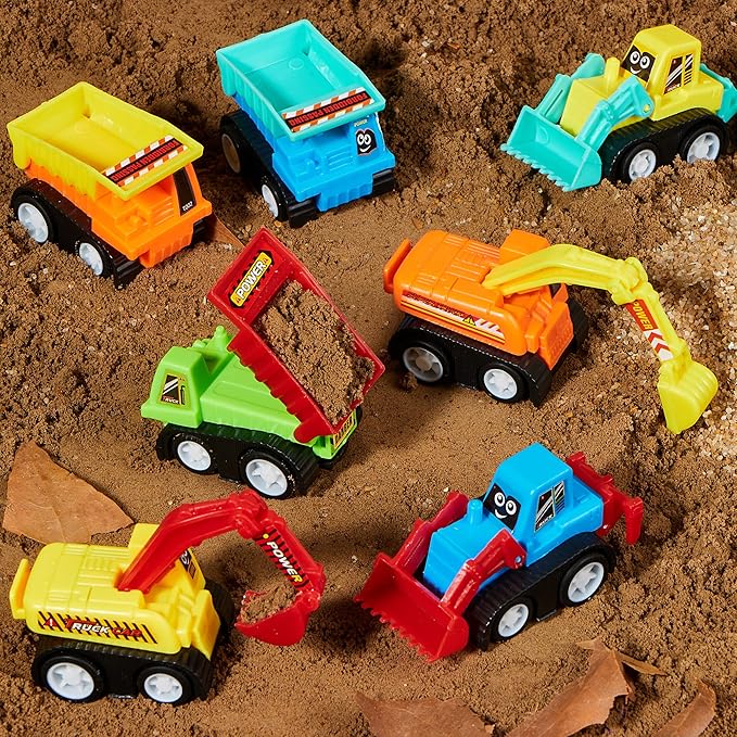 JOYIN 12-Piece Mini Construction Car Set, Plastic, Unisex, Non-Riding Toy Vehicle, Perfect for Imaginative Play and Parties