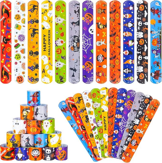 36 Pieces Halloween Slap Bracelet for Kids, 12 Styles Colorful Halloween Slap Wristbands Bulk for Kids Party Favors Toys Prizes Goodie Bags Fillers