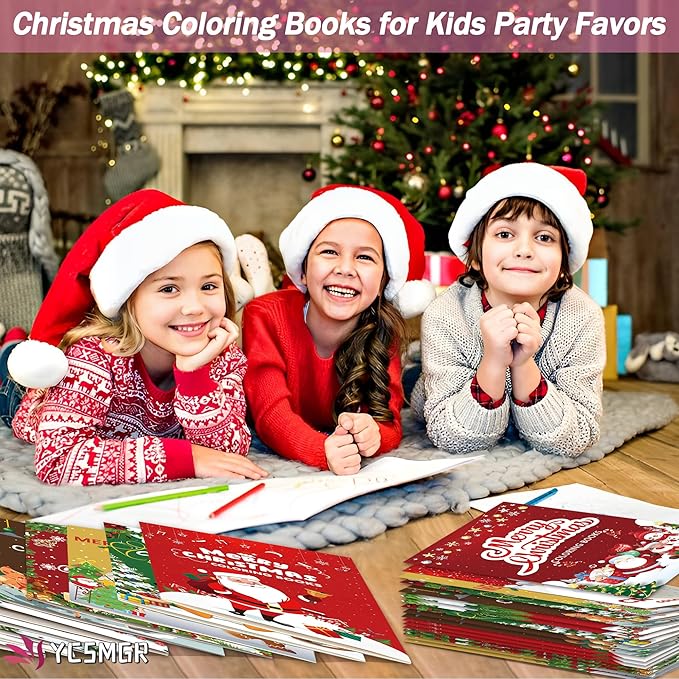 48 Pack Christmas Coloring Books for Kids Girls Boys, Xmas Holiday Party Favors Gifts Bulk Coloring Books, Xmas Stockings Goodie Bags Stuffer Filler Fun Holiday Party Supplies