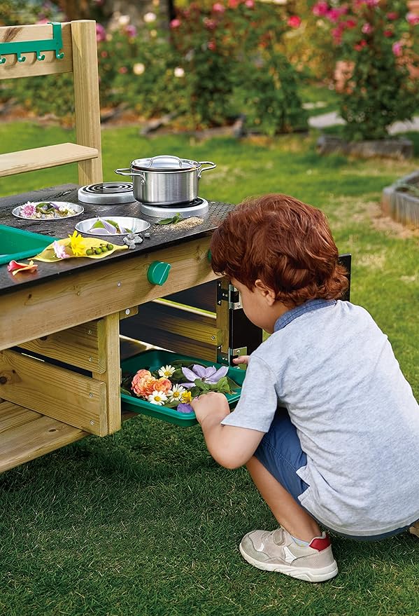 Hape Outdoor Kitchen | Mud Kitchen Wooden Toy Playset with Accessories, for Children Ages 3+ Years