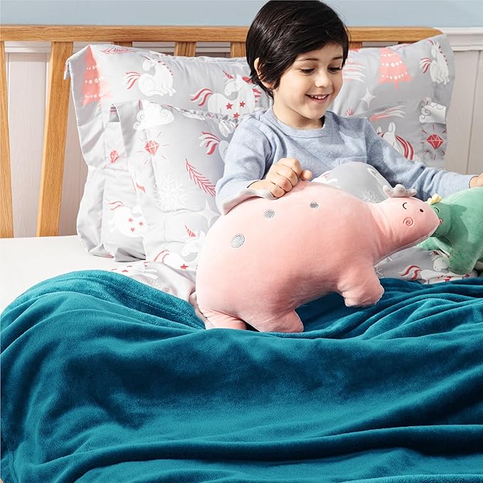 Bedsure GentleSoft Bedding Fleece Blanket for Girls and Boys - Soft Cozy Cute Small Throw Blankets for Travel, 43x55 Inches,Teal Blue