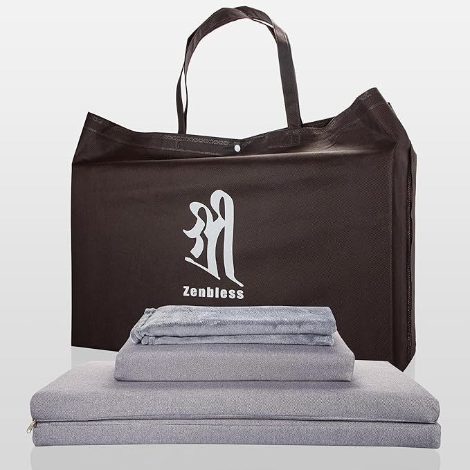 ZenBless Zafu Meditation Cushion Set,Yoga Meditation Pillow for Sitting on Floor,Large Square Meditation Mat and Pillow Set, Floor Pillow, Washable Cover(27.6")