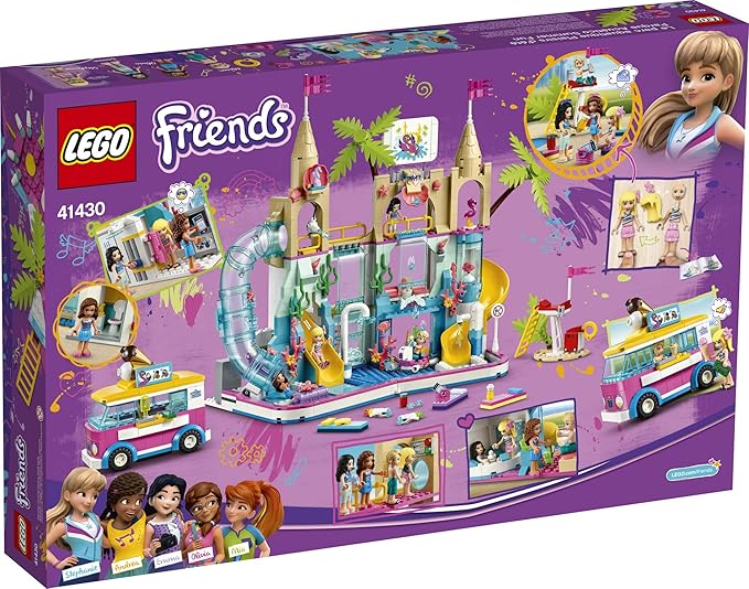 LEGO Friends Summer Fun Water Park 41430 Set Featuring Friends Stephanie, Emma, Olivia and Mason Buildable Mini-Doll Figures, Perfect Set for Creative Play (1,001 Pieces)