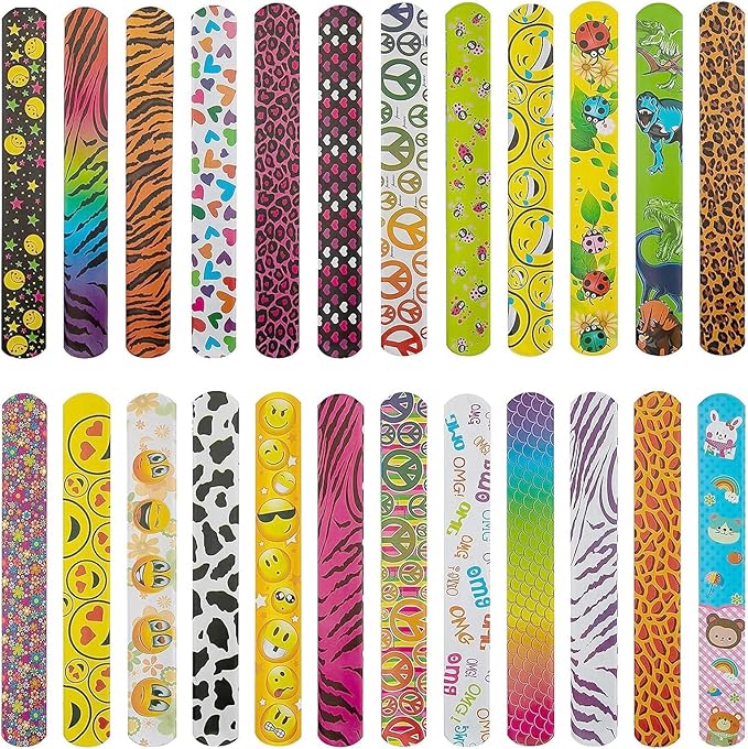 25 PCS Slap Bracelets Party Favors,Bulk Emotions Camouflage Leopard Print Snap Bracelet Party Favors Supplies for kids&teens Gifts Teacher Classroom School Favors Prizes Christmas Gift