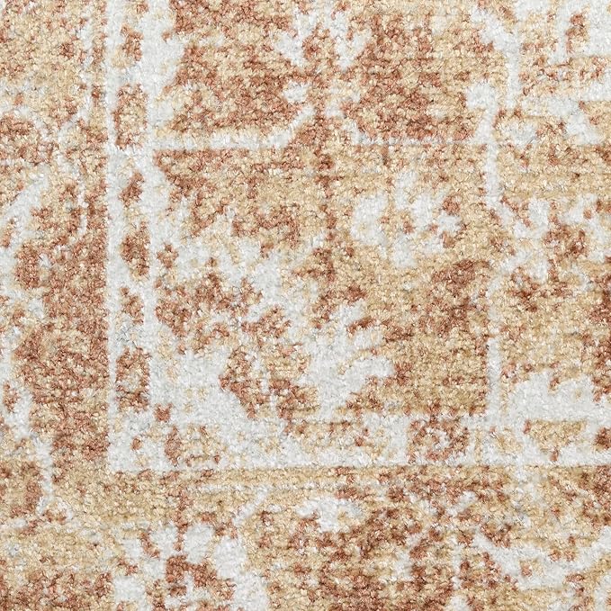 Nourison Astra Machine Washable Rust 5'3" x 7' Area Rug - Easy Cleaning, Non Shedding, Bed Room, Living Room, Dining Room, Kitchen (5' x 7')