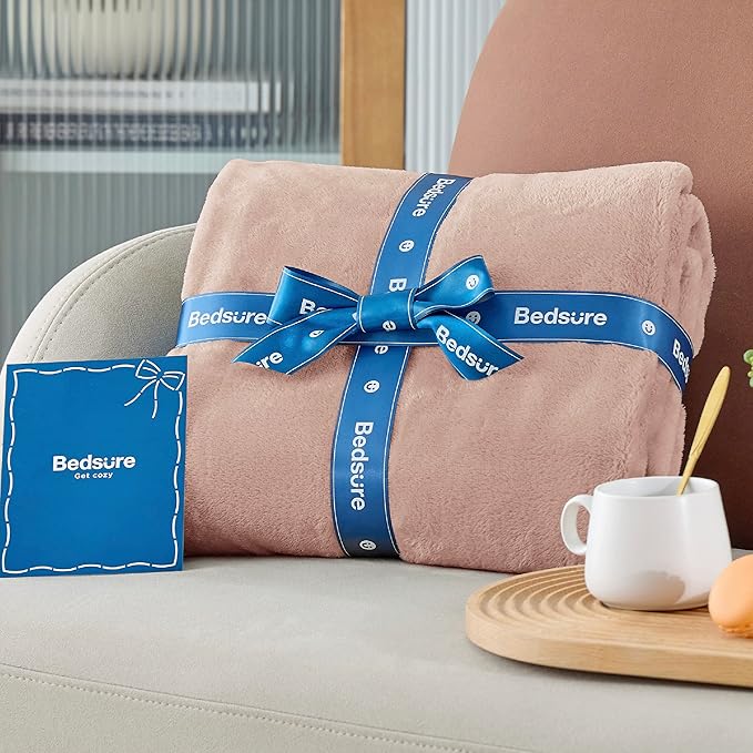 Bedsure GentleSoft Fleece Blanket Twin Size Dusty Pink - 300GSM Lightweight Plush Fuzzy Cozy Soft Warm Blanket for Bed, Sofa, Couch, Travel, Camping, 60x80 inches