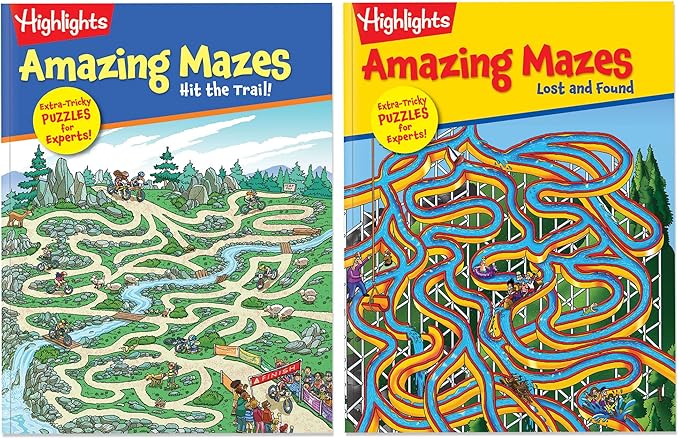 Highlights Amazing Mazes Expert Maze Books for Kids Ages 6 and Up, 144 Pages, 2-Pack of Activity Books for Kids, Screen Free Fun and Challenging Mazes for Kids