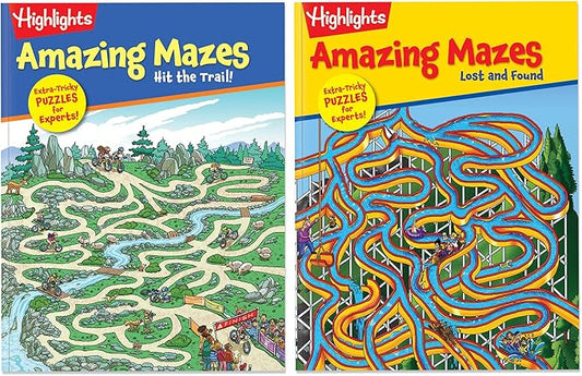 Highlights Amazing Mazes Expert Maze Books for Kids Ages 6 and Up, 144 Pages, 2-Pack of Activity Books for Kids, Screen Free Fun and Challenging Mazes for Kids