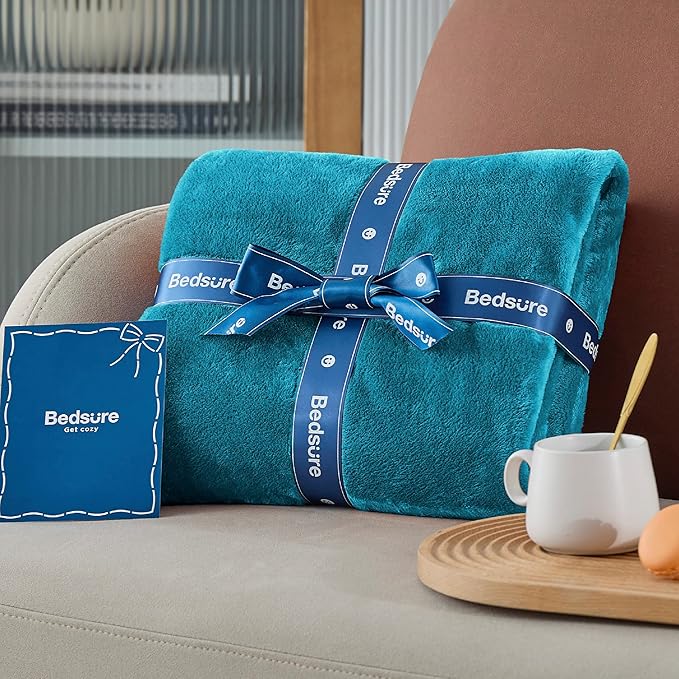 Bedsure Teal Blue Fleece Blanket 50x70 Blanket - 300GSM Soft Lightweight Plush Cozy Blankets for Bed, Sofa, Couch, Travel, Camping