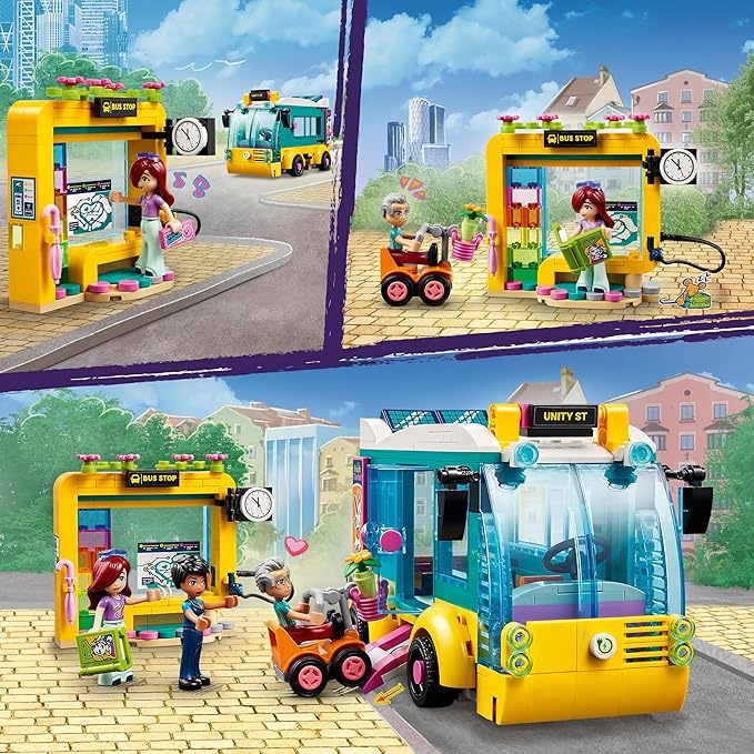 LEGO Friends Heartlake City Bus, Creative Building Toy for Girls & Boys Ages 7 and Up, with a Buildable Bus, Mobility Scooter and 3 Minidolls, Birthday Gift for Kids Who Love Pretend Play, 41759