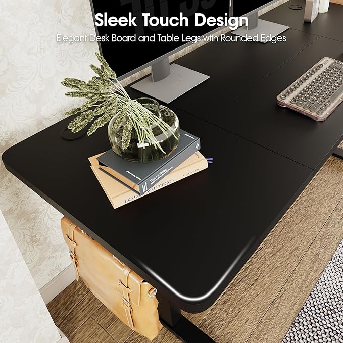 Monomi Electric Standing Desk, 71 x 31.5 inches Height Adjustable, Ergonomic Home Office Sit Stand Up Desk with Memory Preset Controller (Black Top/Black Frame)