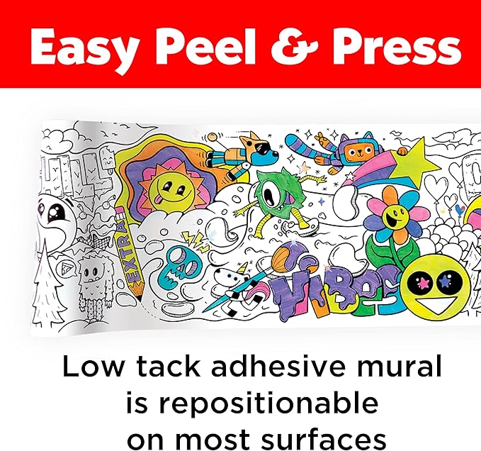 Faber-Castell Color in Wall Mural - Peel and Stick Coloring Poster Kit for Kids, Coloring Art Projects for Kids Ages 6-8+