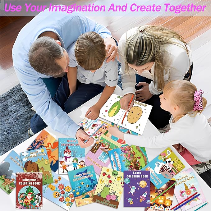 24Pack Bulk Coloring Books for Kids Ages 4-8, 3-4, 8-12, Small Coloring Books for Kids, Kids Birthday Party Favors Gifts Classroom Activity Supplies, Mini Coloring Books Includes Unicorn, Christmas