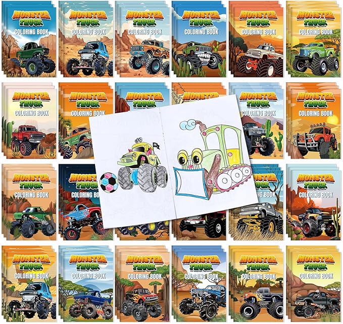 72 Pcs Truck Coloring Book Coloring Books Bulk, DIY Coloring Book for Adult Stress Relief Drawing Book with Train Truck Car for Party Favors Goodie Bag Filler Gifts