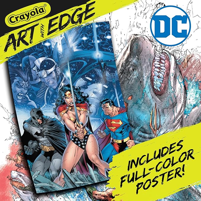 Crayola Art with Edge - Justice League Coloring Book (28 Pages), Superhero Coloring Book, Adult Coloring, Gift for Teens