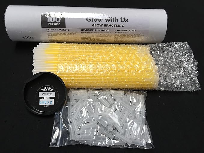 Glow With Us Glow Sticks Bulk Wholesale Bracelets, 2500 8” White Glow Stick Glow Bracelets, Bright Color, Glow 8-12 Hrs, Glow Party Favors Supplies, Sturdy Packaging, Brand