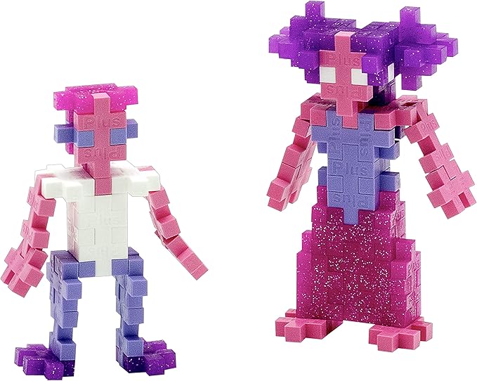 PLUS PLUS 240 Piece Interlocking Building Blocks for Kids, Open Ended Connecting Toys, STEM Bin Mini Manipulatives - Glitter Mix Play Tube & Baseplate