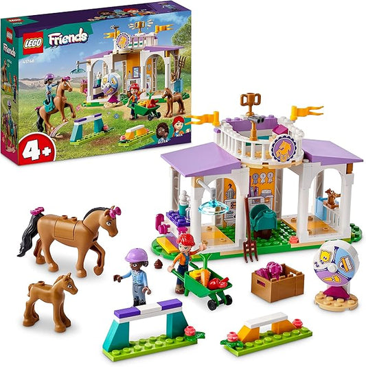 LEGO Friends Riding School Set with 2 Toy Horses, Aliya and Mia Mini Dolls, Riding Stable and Horse Toy, Animal Care Gift for Children, Girls and Boys from 4 Years 41746