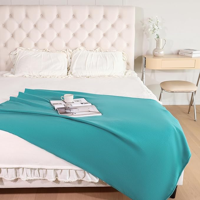 CAI TENG Fleece Throw Blanket Blankets Bulk for Couch Lightweight Warm Soft Cozy Kids Blanket Bulk 50 x 60 inch Fleece Fabric Yard Solid for Bed Sofa Travel Gifts Outdoor Blue 6 Pack