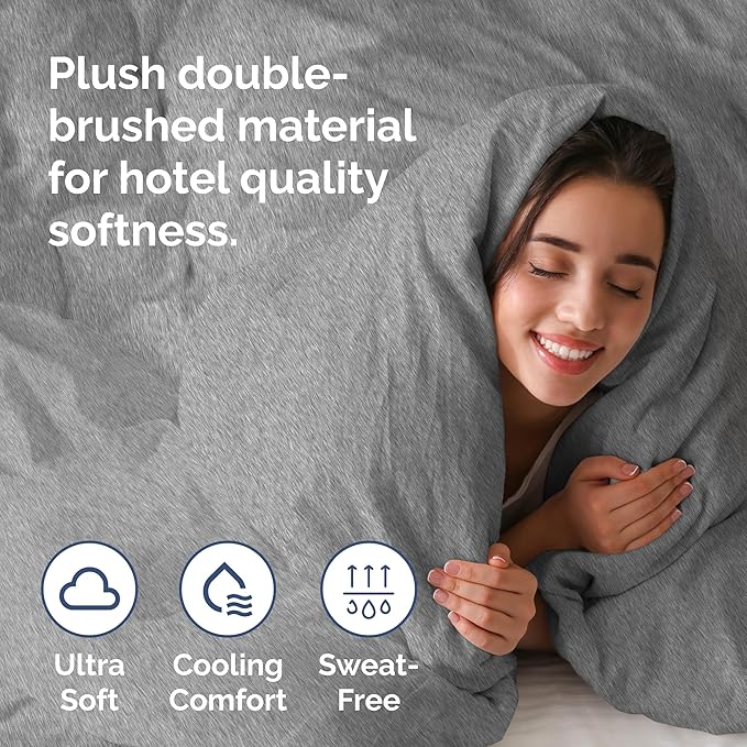 CGK Unlimited Duvet Cover King Size Set - Extra Soft King Size Duvet Cover 104 x 90 with 2 Pillow Shams - Hotel Quality w/Zipper Closures & Ties - Bedding and Bed Linens Set (Heathered Grey)