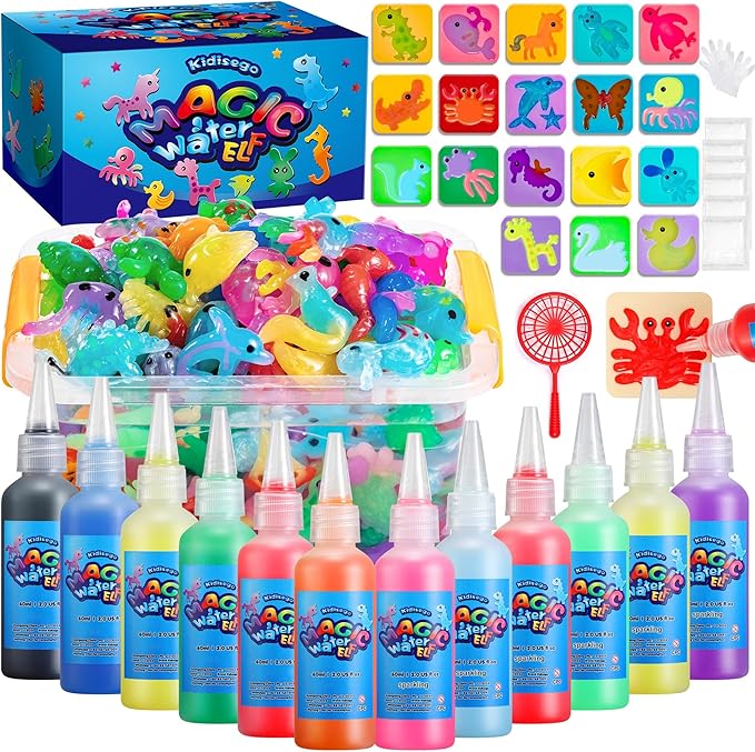 Aqua Fairy Water Gel Kit for Kids, Magic Water Elf Toy Kit with 12 Colors Magic Gel, Aqua Fairy kit with 18 Shape Molds, Crate Your Own Magic Elf Kit Water Pets Craft Kits for Kids