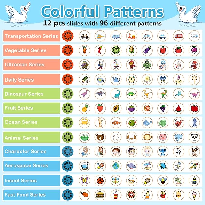 MFEESYOB Swan Drawing Projector for Kids, Tracing and Drawing Projector for Kids with Cute Swan Look, Smart Art Sketcher Projector with 96 Stencils, Toddler Toys for Girls Boys 3+, White