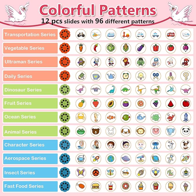 MFEESYOB Drawing Projector for Kids, Tracing and Drawing Projector for Kids with Cute Swan Look, Smart Art Sketcher Projector with 96 Stencils, Toddler Toys for Girls Boys 3+, Pink