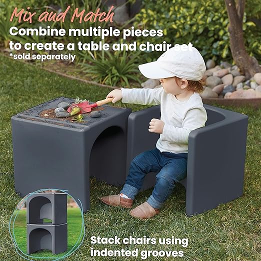 ECR4Kids Tri-Me 3-In-1 Cube Chair, Kids Furniture, Dark Grey