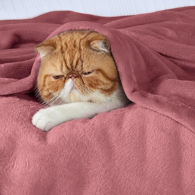 Bedsure GentleSoft Twin XL Fleece Blanket Dorm Bedding - Lightweight Soft Cozy Blankets for Bed, Sofa, Couch, Travel, Camping, Dusty Rose, 66"x90"