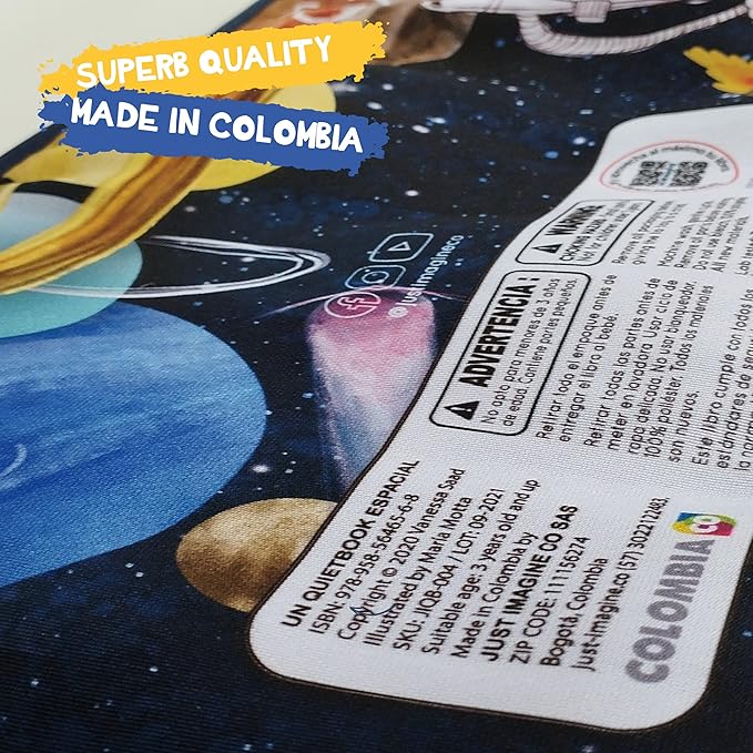 Solar System Cloth Book for 3 Year Old Toddler| Outer Space Fabric Book for Toddlers | Astronaut Plush Toy Included | Preschool and Early Learning | Carry on Travel Play and Learn Sensory Toys.