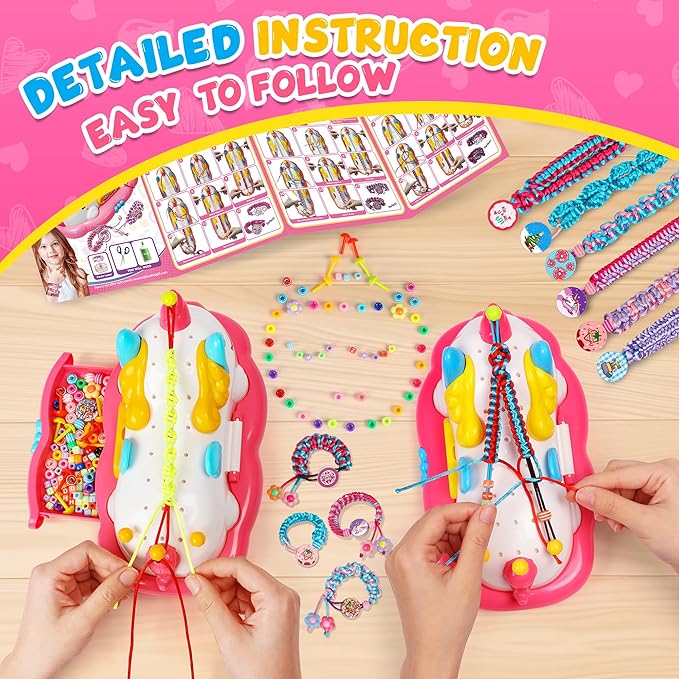 Flooyes Unicorn Friendship Bracelet Making Kit Girls Toys, Ages 4 5 6 7 8 Year Old Girls Birthday Gifts Ideas,Double Storage DIY Jewelry String Maker Supplies,Arts and Crafts for Kids Ages 4-6 6-8 5-7