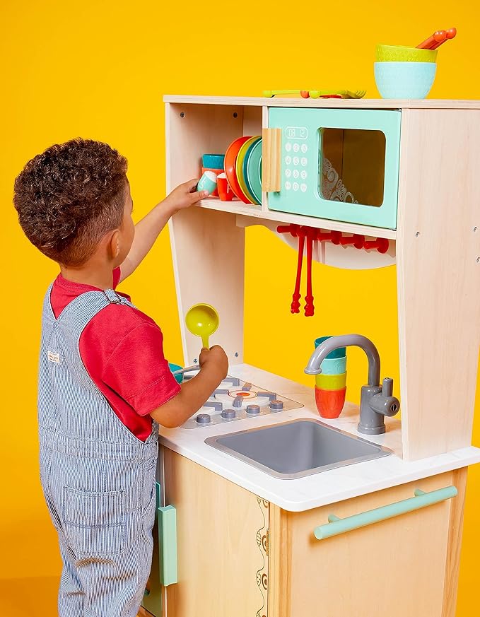 B. toys- Mini Chef Kitchenette- Pretend Play Wooden Play Kitchen – Kitchen for Kids – Kitchen Play Set & Accessories – (20+ Pcs)- 3 Years +