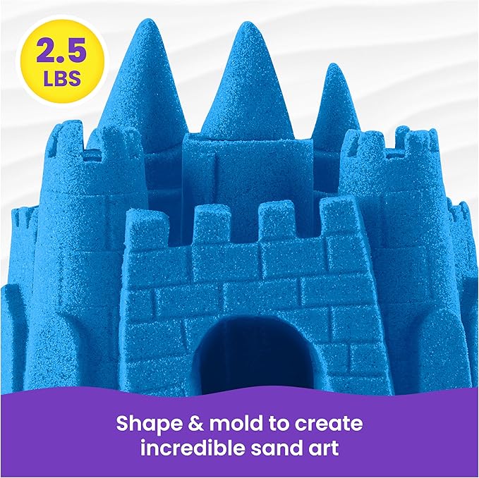 Kinetic Sand, 2.5lbs Blue Play Sand, Moldable Sensory Toys for Kids, Resealable Bag, for Ages 3 and up