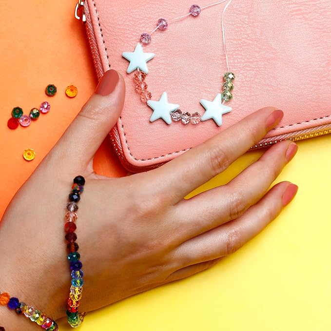 Incraftables Crystal Beads for Bracelets 1200pcs 24 Colors. Bicone Crystal Glass Beads for Jewelry Making Bulk (6mm). Best Faceted with Elastic String. Small Bead Bracelet for DIY Crafts