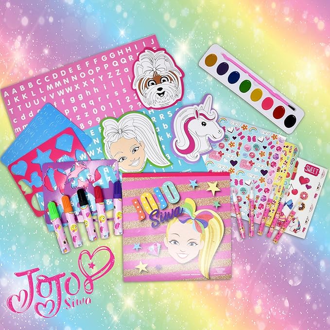 JoJo Siwa Coloring and Activity Art Tub, Includes Markers, Stickers, Mess Free Crafts Color Kit in Art Tub, for Toddlers, Boys and Kids