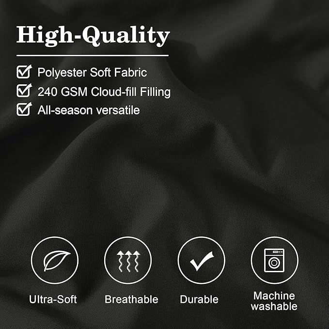 Monbix Full Comforter Set - 7 Pieces Black Bed in a Bag Full Size Bedding Sets with Comforters, All Seasons Comforter with Sheets, Pillowcases & Shams