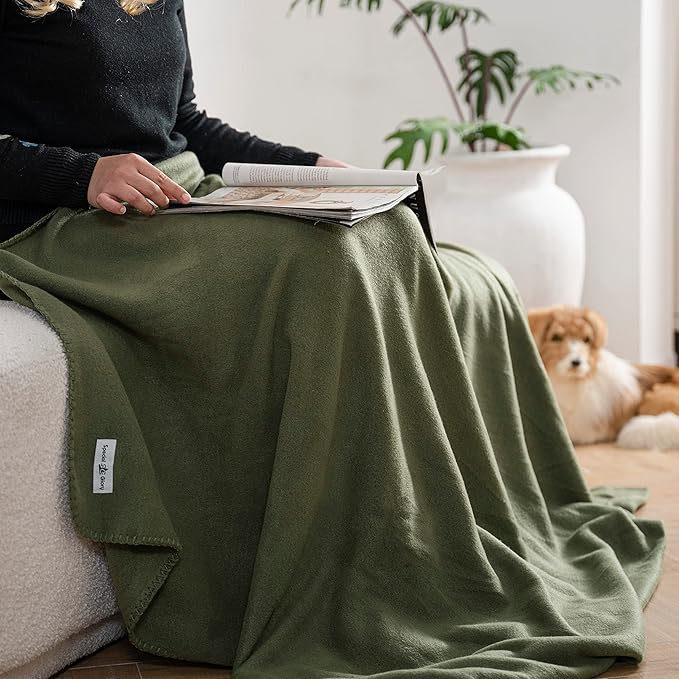 Special SG Glory Fleece Throw Blanket Set Bulk for Travel Kids Outdoor Wedding Pet (Olive Green, Pack of 6 50x60 Inches)