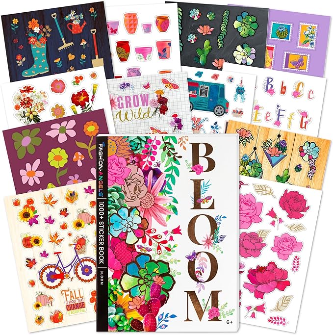 Fashion Angels 1,000+ Bloom Sticker Book, Includes Fun & Colorful Craft Flower Stickers, Ideal for Accessorizing Kids & Adults Notebooks, Scrapbooks & More