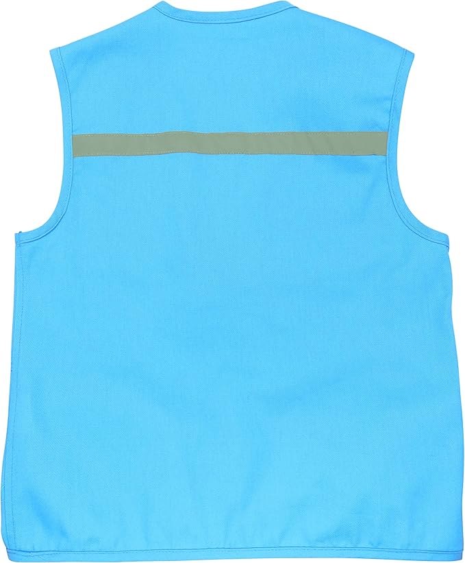 Light Blue Kids X-Small Safety Cargo Vest with Hat Fits Size 2T-4T (Light Blue, X-Small)