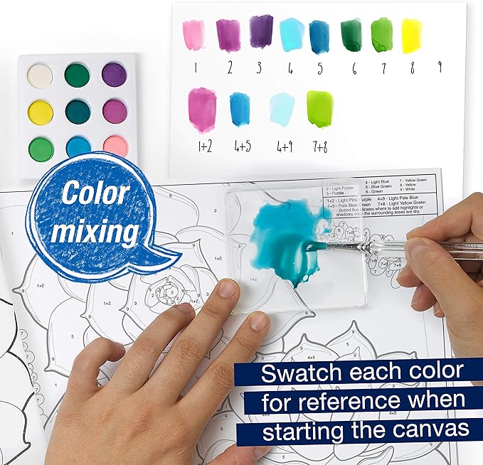 Faber-Castell Watercolor Paint by Number, Succulents - Adult Paint by Number Kit on Canvas