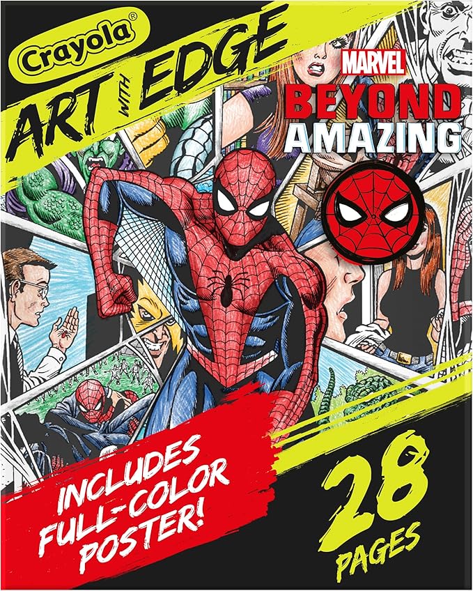 Crayola Art with Edge Spiderman Beyond Amazing Coloring Pages (28pgs), Spiderman Coloring Pages, Adult Coloring, Gift for Teens