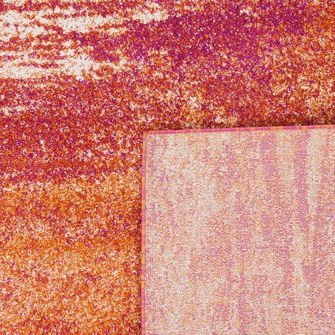 SAFAVIEH Evoke Collection 3' x 5' Ivory / Orange EVK272P Modern Abstract Non-Shedding Living Room Bedroom Accent Rug