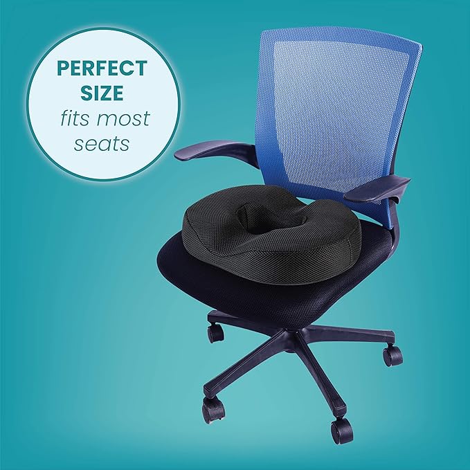 Gel Donut Pillow| Lifting Cushion | Donut Cushion for Tailbone Hemorrhoid Cushion Coccyx Sciatica Pregnancy Cushion, Black