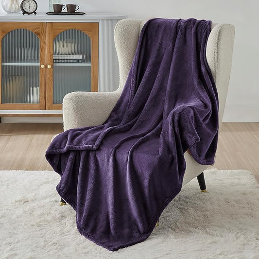 Bedsure GentleSoft Fleece Throw XL Blanket Purple - 300GSM Soft Lightweight Plush Cozy Blankets for Bed, Sofa, Couch, Travel, Camping, 50x70 inches