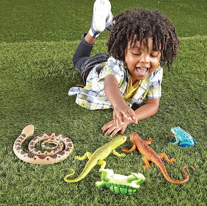 Learning Resources Jumbo Reptiles & Amphibians, Tortoise, Gecko, Snake, Iguana, and Tree Frog, 5 Animals, Ages 3+