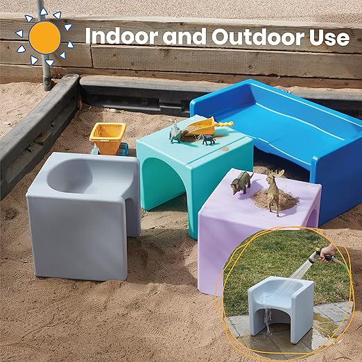 ECR4Kids Tri-Me 3-In-1 Cube Chair, Kids Furniture, Light Grey